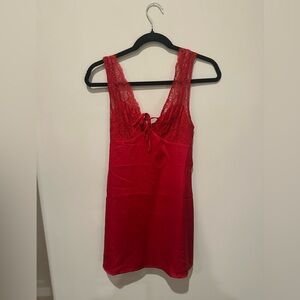 Chic Red Lace Mini Dress